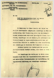 Faksimile des Schreibens Hermann Görings an Reinhard Heydrich: die "Endlösung der Judenfrage"