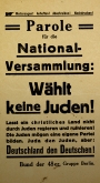 Antisemitisches Flugblatt zu den Wahlen der Nationalversammlung