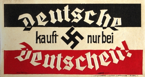 Vignette mit antisemitischer Parole zum Boykott jüdischer Geschäfte