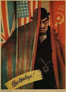 Antisemitisches Hetzplakat für das besetzte Serbien (Jevo krivca!) (Da ist der Schuldige!)